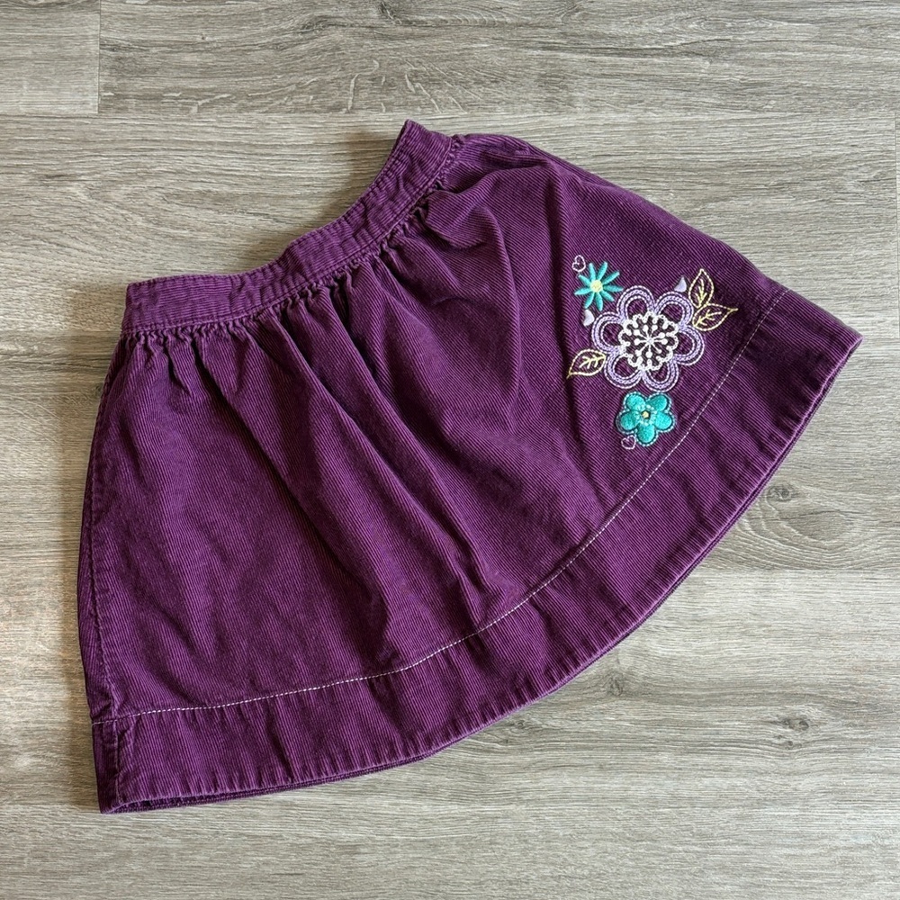 OshKosh B'gosh girls purple floral embroidered vintage corduroy skirt